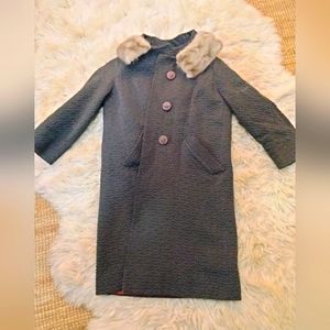 Vintage Women's Coat 1960s Fur Trim Collar